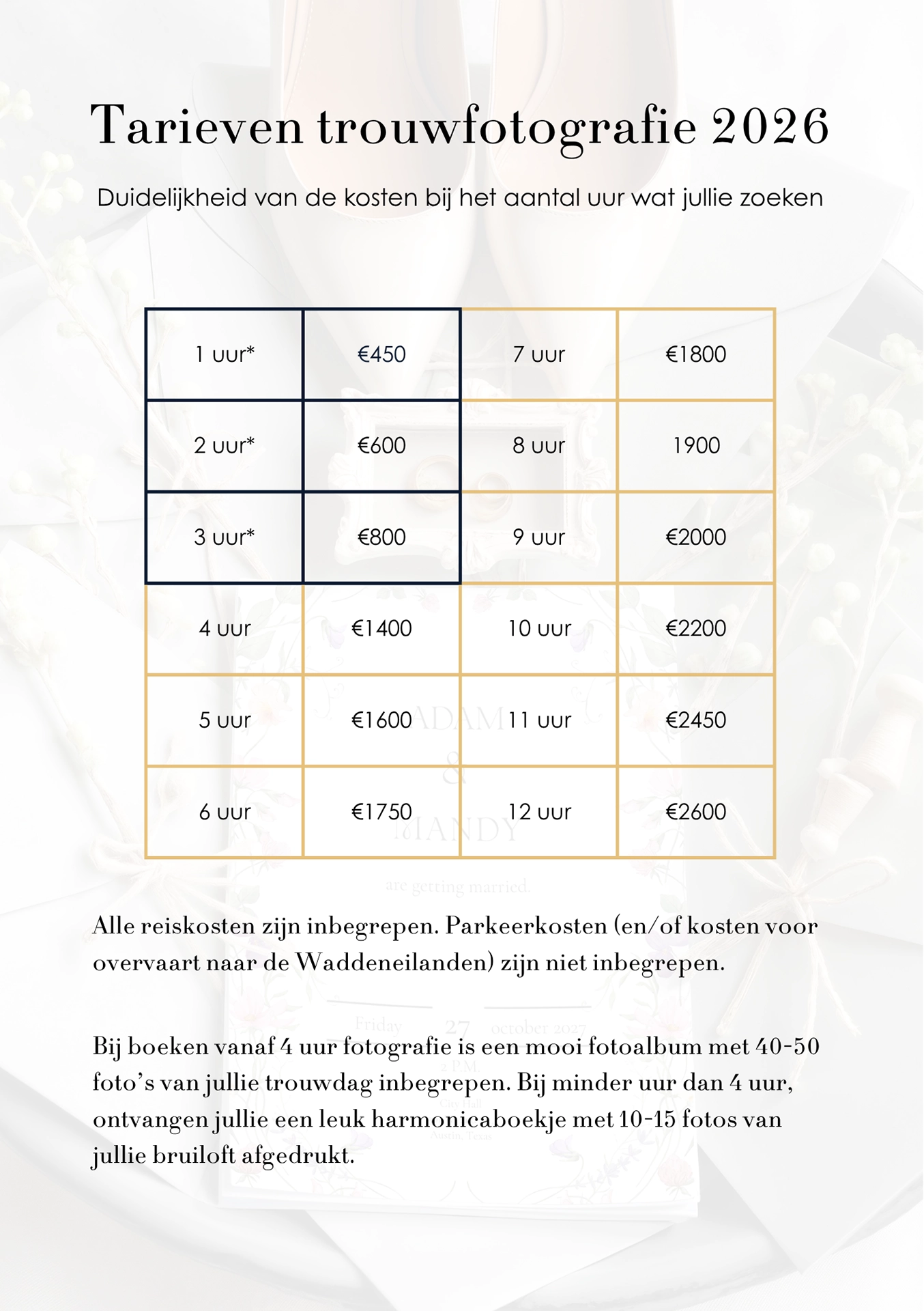 Tarieven trouwfotografie trouwfotograaf